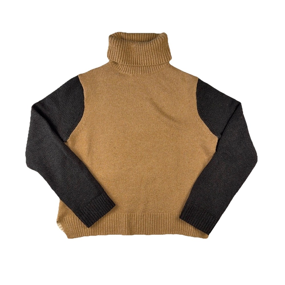 Velvet by Graham & Spencer Colorblock Turtleneck Sweater Womens L Camel Multi - Picture 2 of 7